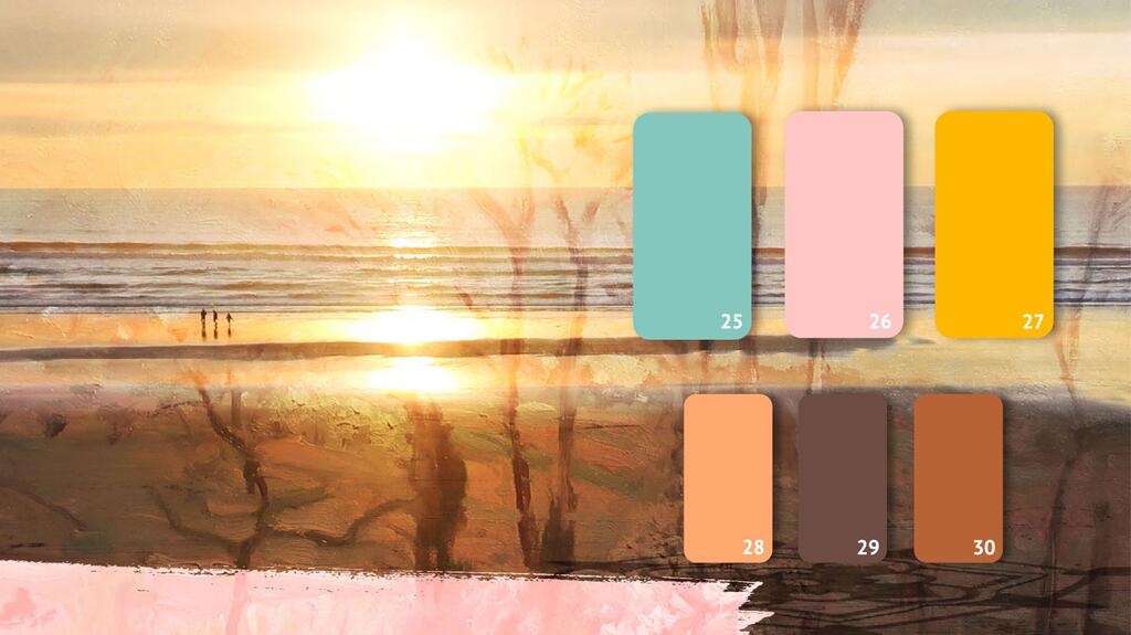 «Summer Haze» reflète la magie de la lumière chaude et naturelle à travers des tons terreux et ensoleillés. Nora Kühner Summer 2027 Couleurs Summer Haze