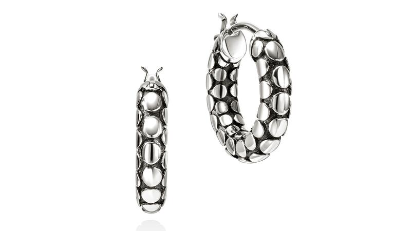 Boucles d'oreilles de cerceau argenté John Hardy Dot