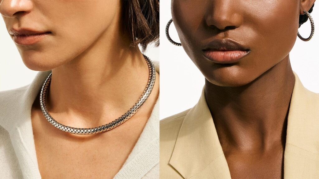 John Hardy Dot Coil Necklace and Dot Hoop Earrings