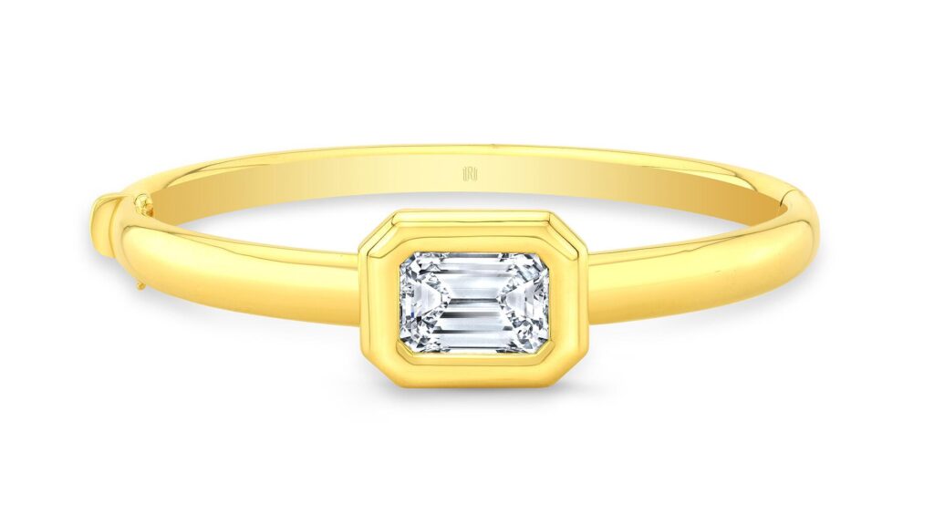 Rahaminov Diamonds Emerald-Cut Diamond Bezel Bangle