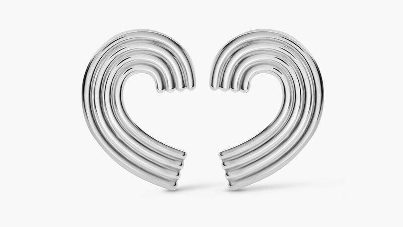Les étalons «déclaration de cœur» en argent sterling (145 $) Toutes les heures: Stephanie Gottlieb Fine Jewelry X Oak et Luna Déclaration des goujons cardiaques