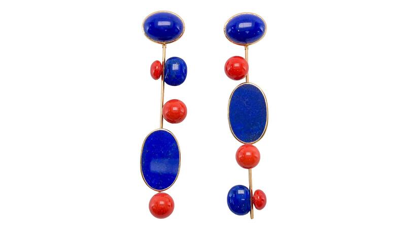 Greenwich St. Jewelers Lapis & Coral Geométric des années 1970