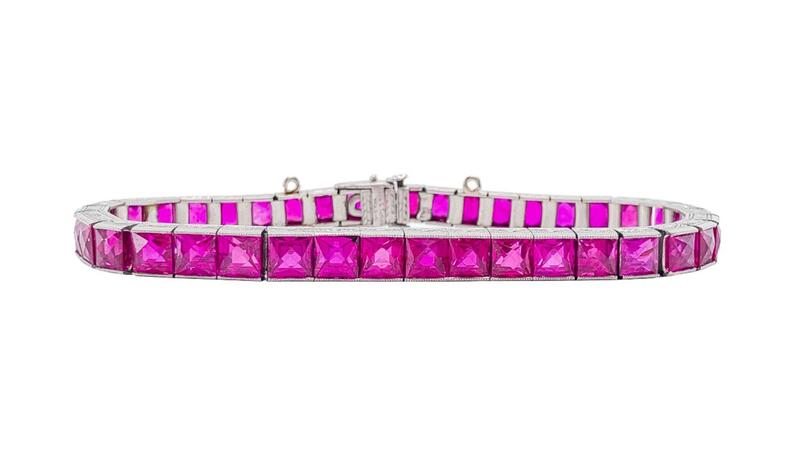 Greenwich St. Jewelers Cut Birman Ruby 1930 1940 Bracelet de tennis