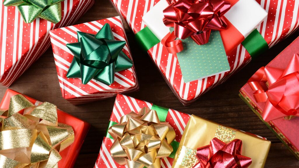 Holiday presents in gift boxes