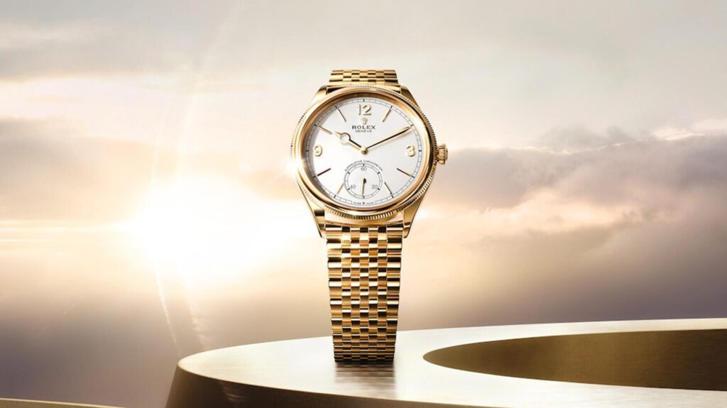 Rolex Perpetual 1908 watch with 18-karat yellow gold bracelet