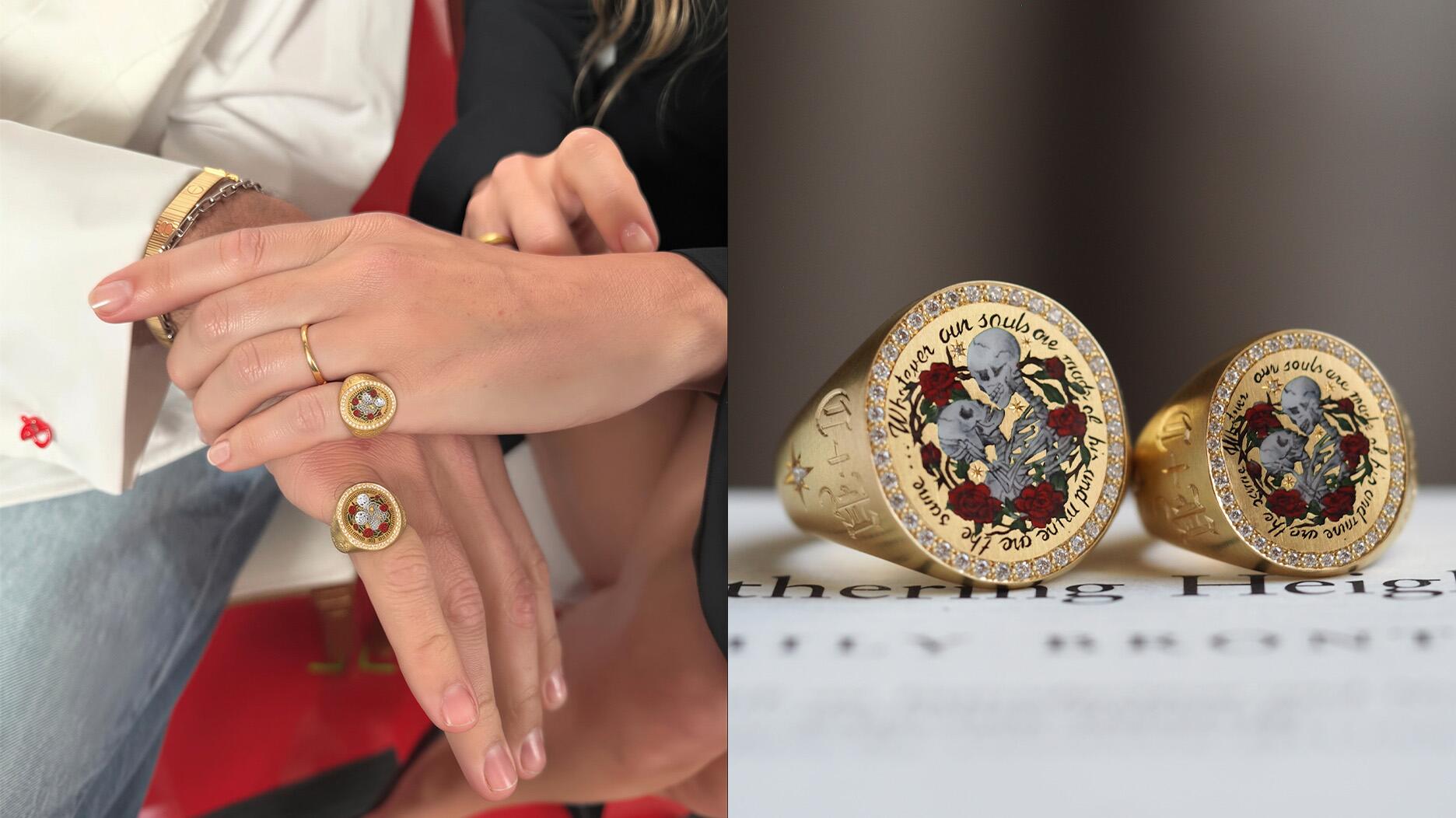 Margot Robbie et Jacob Elordi portent des chevalières assorties aux bijoux Cece