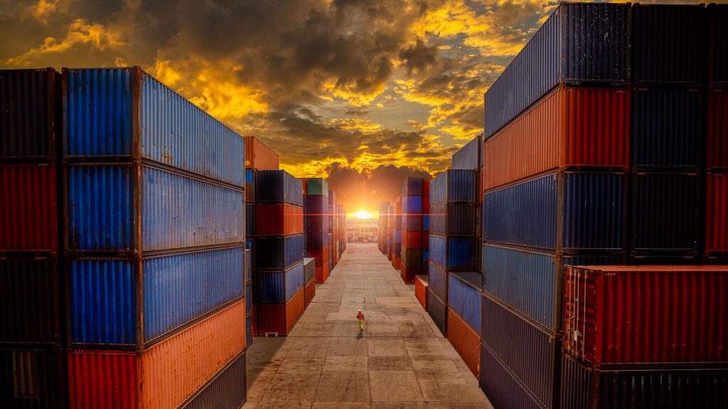 Stock image of shipping containers
