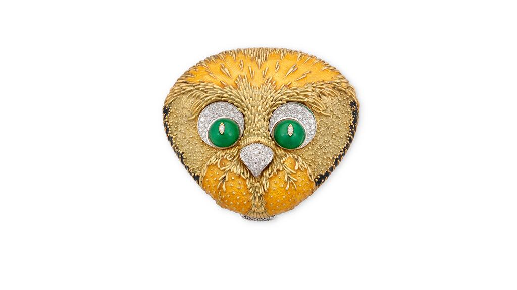 Compact hibou diamant et émail