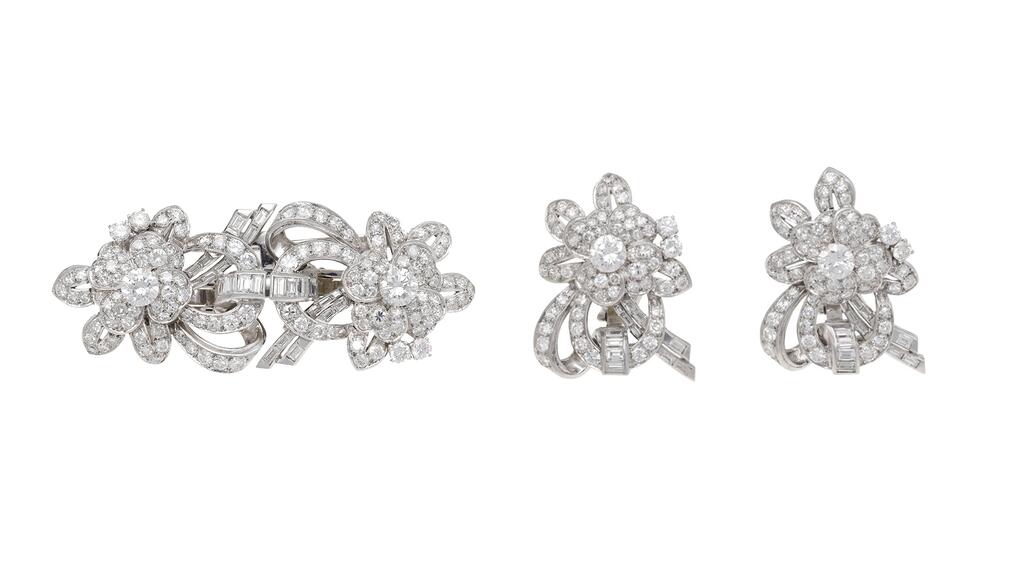 Boucles d'oreilles broche double clip diamant