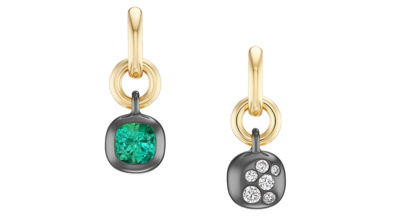 Un pendentif « Carrosse » avec une émeraude taille coussin de 2,49 carats sertie dans de l'or jaune 18 carats plaqué rhodium et rehaussée de 0,48 carat de diamants ronds (37 000 $) Pendentif émeraude de transport d'objet uniforme