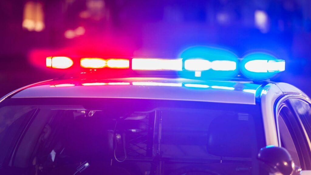 Police car with lights on