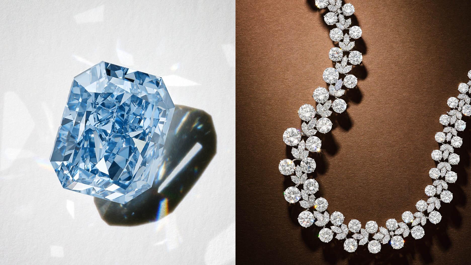 Sotheby's va vendre aux enchères un diamant bleu de 10 carats, un collier Harry Winston des années 1960