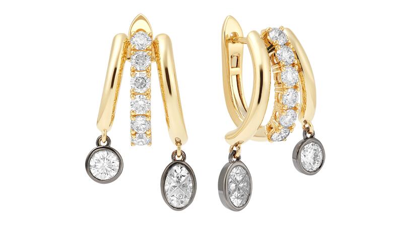 Robinson Pelham Boucles d'oreilles pendantes triples diamants