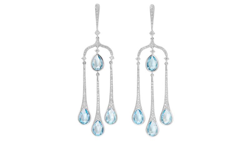 Robinson Pelham Boucles d'oreilles Gloria avec topaze bleue et diamants