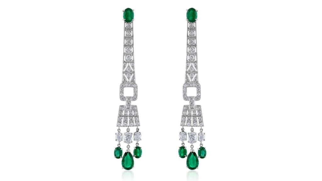 Mindi Mond New York emerald shoulder duster earrings