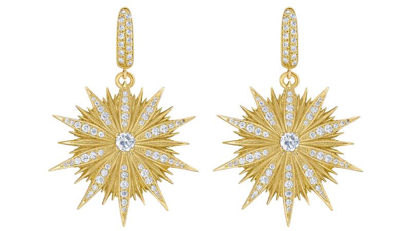 Boucles d'oreilles à breloques en diamant étoile de Bethléem