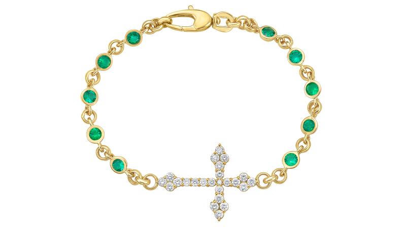 Bracelet à breloques croix d'émeraude