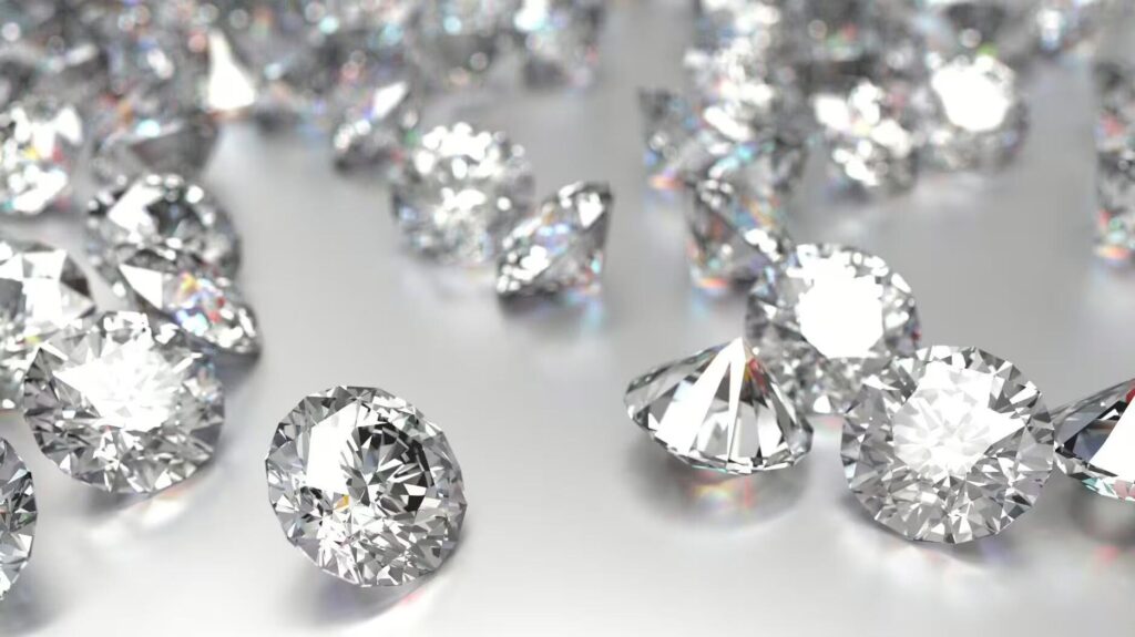 Stock photo of loose polished diamonds
