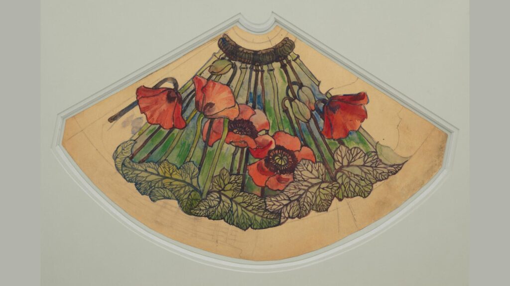 Louis Comfort Tiffany Poppy lampshade drawing