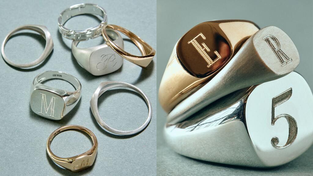 La collection « Worn Well » a lancé trois modèles de bagues à l'esthétique masculine, la bague « Watch » en argent sterling (88 $), plusieurs tailles de chevalières « Diver » en argent sterling (134 $ - 188 $) et en or jaune 10 carats (698 $), et la bague chaîne d'identification « Century » (non illustrée) en argent sterling (98 $). Bague de montre de la collection Catbird pour hommes, chevalière de plongée, bague de chaîne Century ID