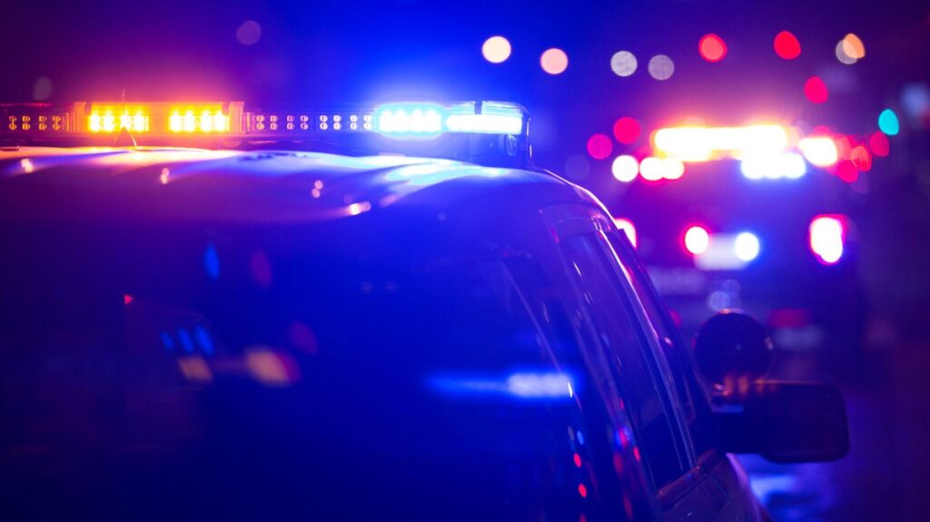Police car with lights on