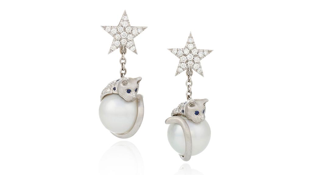 Boucles d'oreilles en perles de chat Sandy Lerner