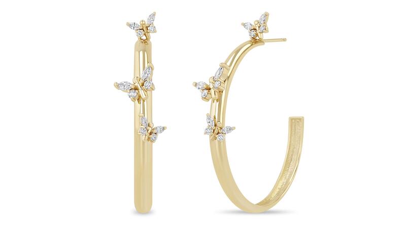 Cynthia Erivo x Zoe Chicco Grands cerceaux ronds mixtes ronds et marquise diamant papillon