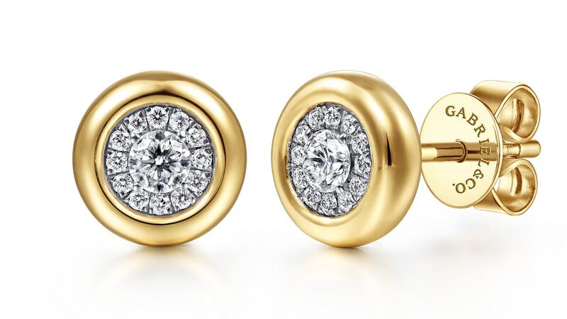 Gabriel & Co. Boucles d'oreilles à tige avec lunette pavée de diamants