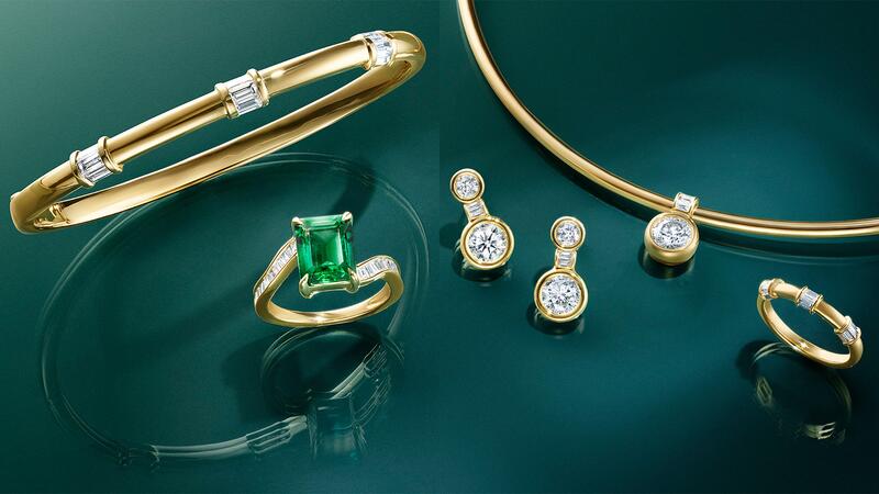 Brilliant Earth Ensemble glamour doré de la collection Elizabeth Taylor