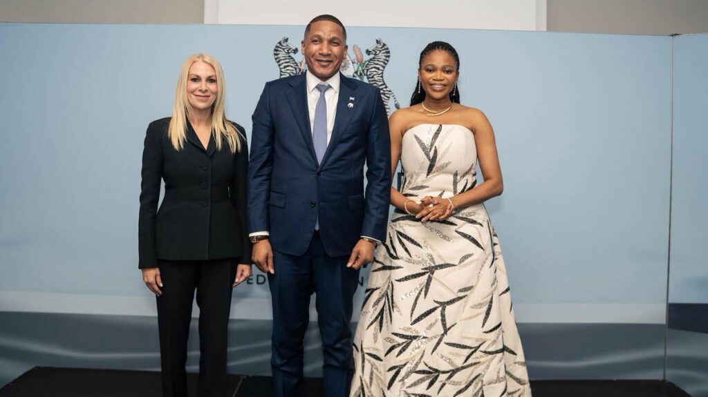 Time CEO Jessica Sibley, Botswana President Duma Boko, and Botswana Minster of Minerals and Energy Bogolo Joy Kenewendo in New York