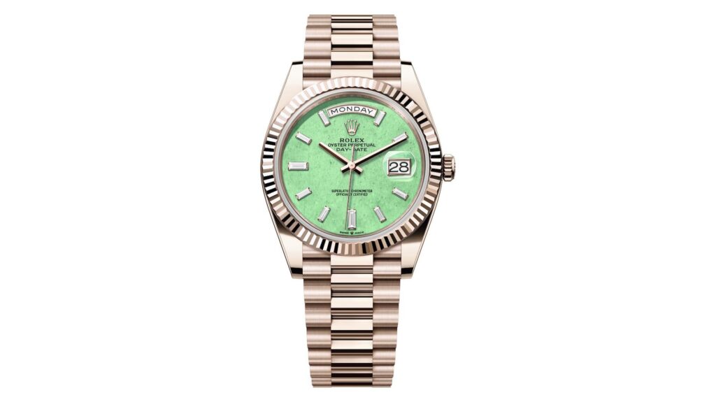 Rolex Oyster Perpetual Day-Date 40 in 18-karat Jubilee gold with aventurine dial