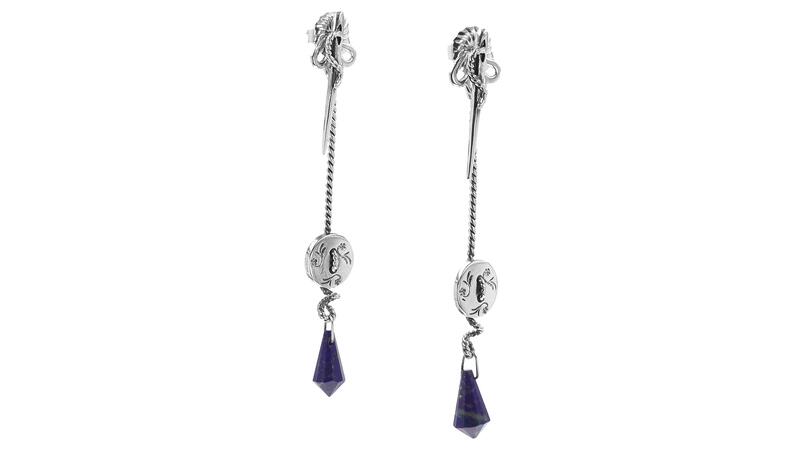Les boucles d'oreilles « Needle and Threaders » en argent sterling et lapis-lazuli (298 $) Boucles d'oreilles aiguille et enfile-aiguille Mignon Faget